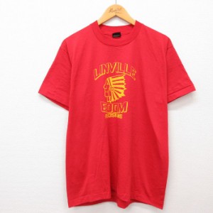 古着 スクリーンスターズ 半袖 ビンテージ Tシャツ メンズ 80年代 80s LINVILLE EDOM クルーネック USA製 赤 レッド Lサイズ  中古 古着