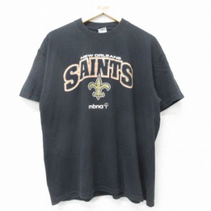 古着 半袖 ビンテージ Tシャツ メンズ 00年代 00s NFL ニューオーリンズセインツ 大きいサイズ コットン クルーネック 黒 ブラ 中古 古着