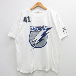 古着 半袖 ビンテージ Tシャツ メンズ 00年代 00s NHL タンパベイライトニング マイクスミス 41 大きいサイズ コットン クルー 中古 古着