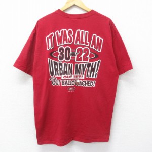 古着 半袖 ビンテージ Tシャツ メンズ 00年代 00s フロリダ アメフト コットン クルーネック エンジ XLサイズ 中古 中古 古着