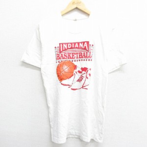 古着 フルーツオブザルーム 半袖 ビンテージ Tシャツ メンズ 80年代 80s インディアナ バスケットボール コットン クルーネッ 中古 古着