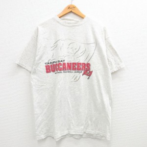 古着 半袖 ビンテージ Tシャツ メンズ 00年代 00s NFL タンパベイバッカニアーズ クルーネック 薄グレー 霜降り XLサイズ 中古 中古 古着