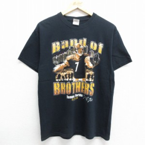 古着 半袖 ビンテージ Tシャツ メンズ 00年代 00s Band of Brothers アメフト コットン クルーネック 黒 ブラック Mサイズ 中 中古 古着