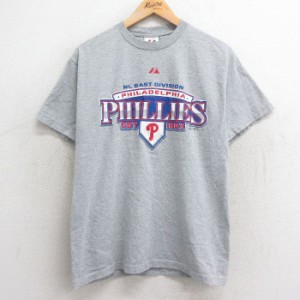 古着 マジェスティック 半袖 ビンテージ Tシャツ メンズ 00年代 00s MLB フィラデルフィアフィリーズ クルーネック グレー 霜 中古 古着