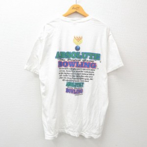 古着 WILD OATS 半袖 ビンテージ Tシャツ メンズ 90年代 90s ボウリング 大きいサイズ コットン クルーネック USA製 白 ホワイ 中古 古着