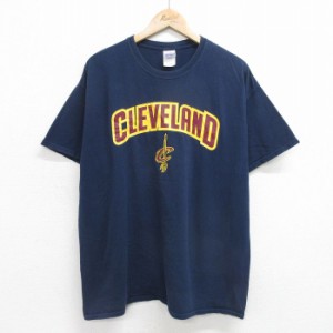 古着 半袖 ビンテージ Tシャツ メンズ 00年代 00s NBA クリーブランドキャバリアーズ 大きいサイズ コットン クルーネック 紺  中古 古着