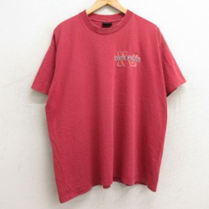 古着 半袖 ビンテージ Tシャツ メンズ 90年代 90s NJ ポリス 大きいサイズ クルーネック USA製 赤 レッド ボーダー XLサイズ  中古 古着