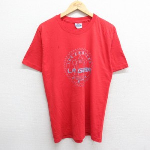 古着 ヘインズ Hanes 半袖 ビンテージ Tシャツ メンズ 80年代 80s ロサンゼルス クルーネック USA製 赤 レッド Lサイズ 中古 中古 古着