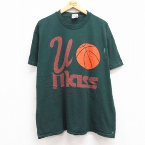 古着 ヘインズ Hanes 半袖 ビンテージ Tシャツ メンズ 90年代 90s バスケットボール Umass 大きいサイズ コットン クルーネッ 中古 古着