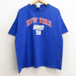 古着 半袖 ビンテージ Tシャツ メンズ 00年代 00s MLB ニューヨークジャイアンツ コットン クルーネック 青 ブルー アメフト  中古 古着