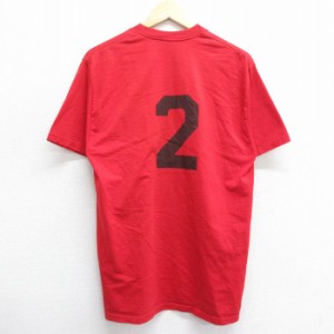 古着 ジャージーズ 半袖 ビンテージ Tシャツ メンズ 90年代 90s 2 クルーネック USA製 赤 レッド Lサイズ 中古 中古 古着