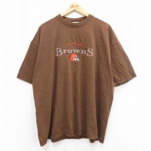 古着 半袖 ビンテージ Tシャツ メンズ 90年代 90s NFL クリーブランドブラウンズ 刺繍 大きいサイズ コットン クルーネック US 中古 古着