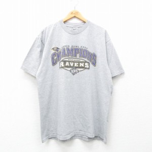 古着 リー Lee 半袖 ビンテージ Tシャツ メンズ 00年代 00s NFL ボルチモアレイブンズ 大きいサイズ クルーネック グレー 霜降 中古 古着