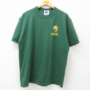 古着 ラッセル 半袖 ビンテージ Tシャツ メンズ 90年代 90s NFL グリーンベイパッカーズ コットン クルーネック USA製 緑 グリ 中古 古着