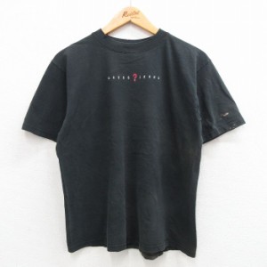 古着 ゲス GUESS 半袖 ビンテージ Tシャツ メンズ 90年代 90s ワンポイントロゴ コットン クルーネック USA製 黒 ブラック Lサ 中古 古着