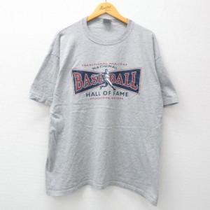 古着 半袖 ビンテージ Tシャツ メンズ 90年代 90s 野球 ニューヨーク 大きいサイズ クルーネック グレー 霜降り spe XLサイズ  中古 古着