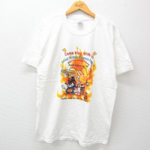 古着 半袖 ビンテージ Tシャツ メンズ 00年代 00s ニワトリ バイオリン コットン クルーネック 白 ホワイト Lサイズ 中古 中古 古着