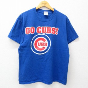 古着 半袖 ビンテージ Tシャツ メンズ 00年代 00s MLB シカゴカブス コットン クルーネック 青 ブルー メジャーリーグ ベース 中古 古着