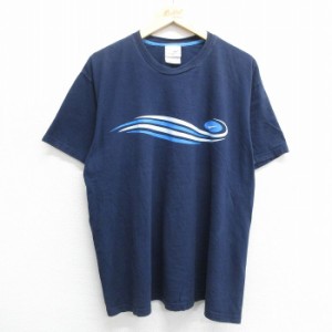 古着 ナイキ NIKE 半袖 ビンテージ Tシャツ メンズ 00年代 00s ワンポイントロゴ 大きいサイズ コットン クルーネック 紺 ネイ 中古 古着