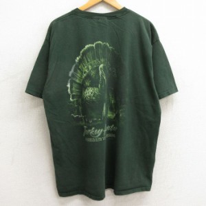 古着 半袖 ビンテージ Tシャツ メンズ 00年代 00s 鳥 ハンター 大きいサイズ コットン クルーネック 緑 グリーン spe XLサイズ 中古 古着