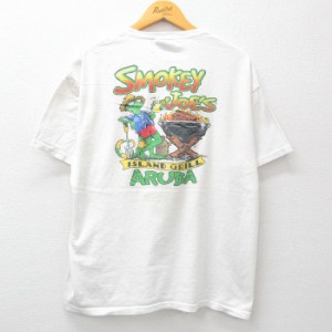 古着 ヘインズ Hanes 半袖 ビンテージ Tシャツ メンズ 00年代 00s スモーキー アルバ コットン クルーネック 白 ホワイト XLサ 中古 古着