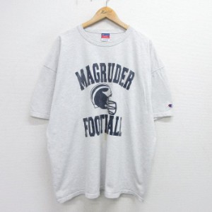 古着 チャンピオン Champion 半袖 ビンテージ Tシャツ メンズ 00年代 00s MAGRUDER アメフト 大きいサイズ クルーネック 薄グ 中古 古着