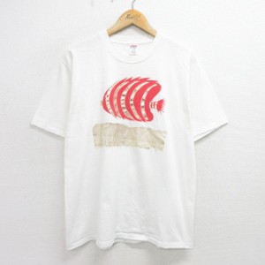 古着 ジャージーズ ラッセル 半袖 ビンテージ Tシャツ メンズ 80年代 80s 魚 エンジェル コットン クルーネック USA製 白 ホワ 中古 古着