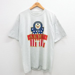 古着 フルーツオブザルーム 半袖 ビンテージ Tシャツ メンズ 90年代 90s ミリタリー アーミー ARMY 星条旗 大きいサイズ クル 中古 古着