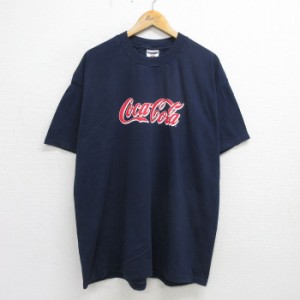 古着 ジャージーズ 半袖 ビンテージ Tシャツ メンズ 00年代 00s コカコーラ 大きいサイズ コットン クルーネック 紺 ネイビー  中古 古着