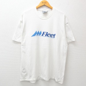 古着 リー Lee 半袖 ビンテージ Tシャツ メンズ 90年代 90s Fleet 大きいサイズ コットン クルーネック USA製 白 ホワイト XL 中古 古着