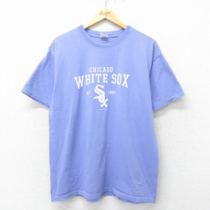 古着 半袖 ビンテージ Tシャツ メンズ 00年代 00s MLB シカゴホワイトソックス コットン クルーネック 薄紫 パープル メジャー 中古 古着