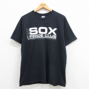 古着 ジャージーズ 半袖 ビンテージ Tシャツ メンズ 00年代 00s MLB シカゴホワイトソックス コットン クルーネック 黒 ブラッ 中古 古着