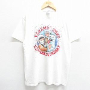 古着 ヘインズ Hanes 半袖 ビンテージ Tシャツ メンズ 90年代 90s エスキモージョーズ コットン クルーネック 白 ホワイト Mサ 中古 古着