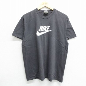 古着 ナイキ NIKE 半袖 ビンテージ Tシャツ メンズ 00年代 00s ビッグロゴ コットン クルーネック 濃グレー Lサイズ 中古 中古 古着