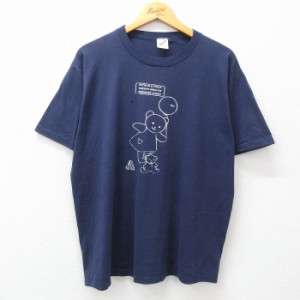 古着 ジャージーズ 半袖 ビンテージ Tシャツ メンズ 80年代 80s クマ 風船 クルーネック USA製 紺 ネイビー XLサイズ 中古 中古 古着