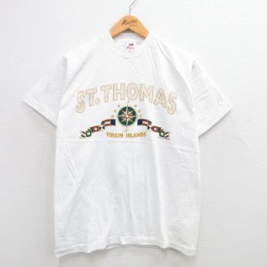 古着 フルーツオブザルーム 半袖 ビンテージ Tシャツ メンズ 90年代 90s セントトーマス コンパス コットン クルーネック USA 中古 古着