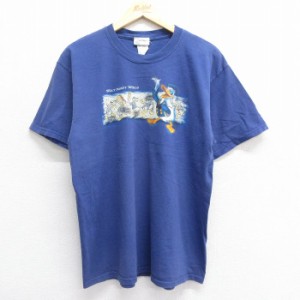 古着 半袖 ビンテージ Tシャツ メンズ 00年代 00s ディズニー DISNEY ドナルドダック コットン クルーネック 青 ブルー Lサイ 中古 古着