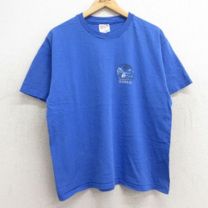 古着 ヘインズ Hanes 半袖 ビンテージ Tシャツ メンズ 90年代 90s ハワイ コットン クルーネック 青 ブルー Lサイズ 中古 中古 古着