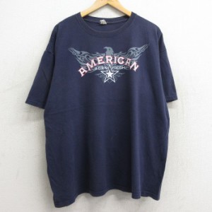 古着 半袖 ビンテージ Tシャツ メンズ 00年代 00s アメリカン 鳥 大きいサイズ コットン クルーネック 紺 ネイビー XLサイズ  中古 古着