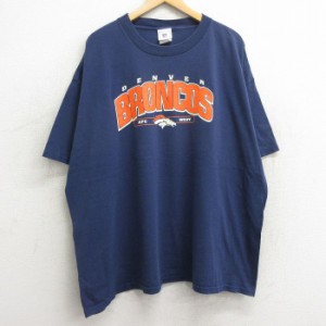 古着 半袖 ビンテージ Tシャツ メンズ 00年代 00s NFL デンバーブロンコス 大きいサイズ コットン クルーネック 紺 ネイビー  中古 古着