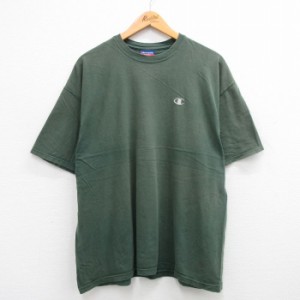 古着 チャンピオン champion 半袖 ビンテージ Tシャツ メンズ 00年代 00s ワンポイントロゴ 大きいサイズ クルーネック 緑 グ 中古 古着