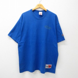 古着 ウィルソン 半袖 ビンテージ Tシャツ メンズ 90年代 90s ワンポイントロゴ 大きいサイズ コットン クルーネック USA製 青 中古 古着