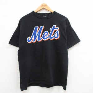 古着 半袖 ビンテージ Tシャツ メンズ 00年代 00s MLB ニューヨークメッツ カルロスデルガド 21 クルーネック 黒 ブラック メ 中古 古着