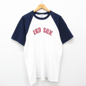 古着 ジャージーズ 半袖 ビンテージ Tシャツ メンズ 00年代 00s MLB ボストンレッドソックス ラグラン ツートンカラー クルー 中古 古着