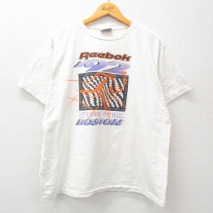 古着 リーボック REEBOK 半袖 ビンテージ Tシャツ メンズ 90年代 90s ワンポイントロゴ ボストン 大きいサイズ コットン クル 中古 古着