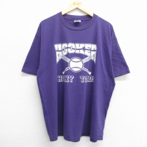 古着 ジャージーズ 半袖 ビンテージ Tシャツ メンズ 00年代 00s HOOKER 野球 大きいサイズ クルーネック 紫 パープル XLサイズ 中古 古着