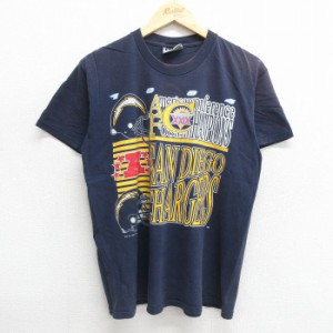 古着 リー Lee 半袖 ビンテージ Tシャツ メンズ 90年代 90s NFL サンディエゴチャージャーズ コットン クルーネック USA製 紺  中古 古着