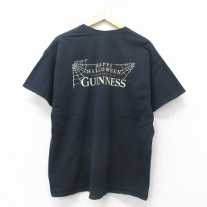 古着 半袖 ビンテージ Tシャツ メンズ 00年代 00s ギネス ビール コットン クルーネック 黒 ブラック XLサイズ 中古 中古 古着