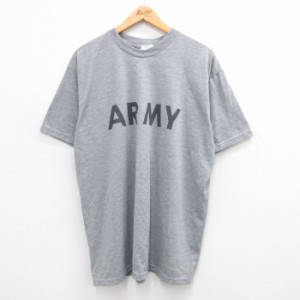 古着 半袖 ビンテージ Tシャツ メンズ ミリタリー アーミー ARMY リフレクター 大きいサイズ クルーネック USA製 グレー 霜降 中古 古着