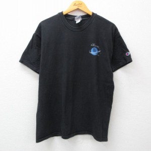 古着 チャンピオン champion 半袖 ビンテージ Tシャツ メンズ 00年代 00s 地球 ソフトスイッチ クルーネック 黒 ブラック XLサ 中古 古着